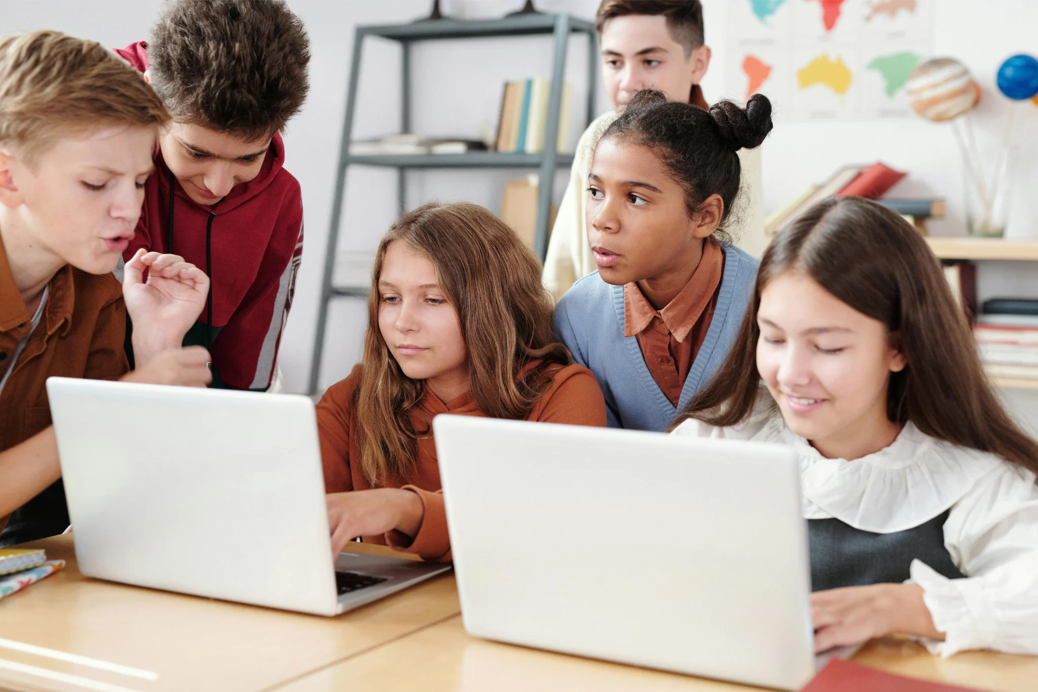 Students using computer